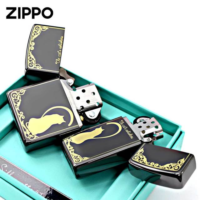 Zippo ジッポー ペア ねこ 猫 ラブ シルエットハート ブラック