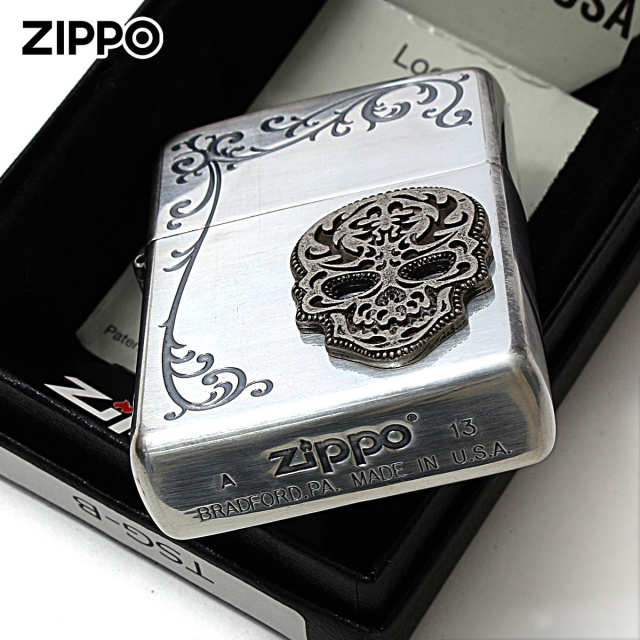 Zippo ジッポー スカル ドクロ 骸骨 アラベスク 唐草 シークレット