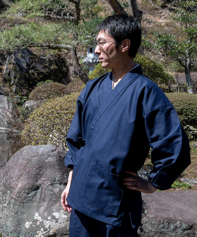 ななこ織作務衣 No.1 濃紺 | 作務衣・甚平通販 和粋庵