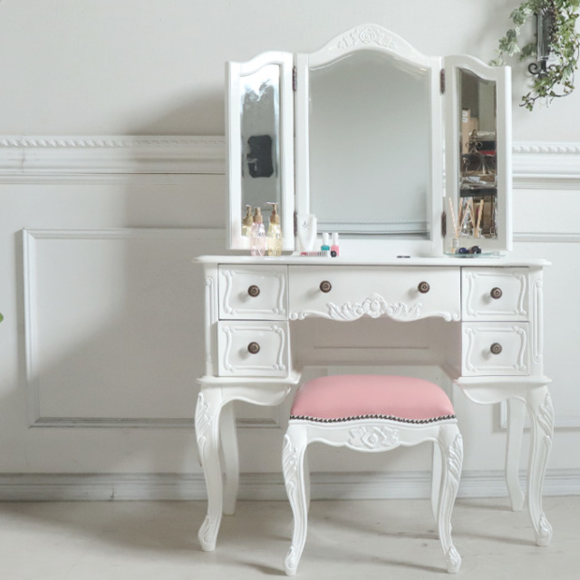 三面鏡ドレッサー ホワイト｜高級マホガニー家具VENECHIA｜おしゃれ