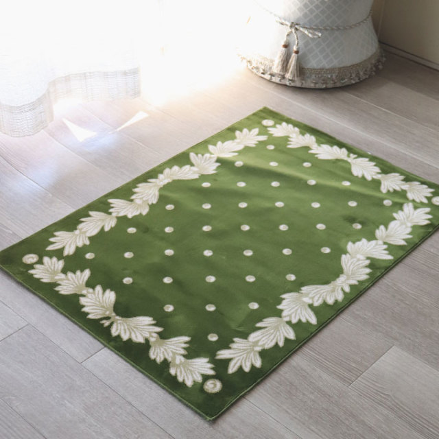 スタイルフランス コットン100％ ラグマット(玄関マット) グリーン