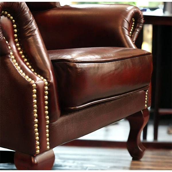 本革使用 チェスターフィールド ウィングバック 1人掛けソファ (1P