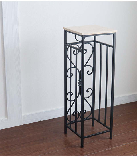 アンティーク調 大理石使用 アイアンサイドテーブル 花台 フラワー