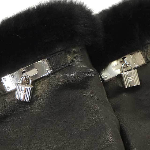 HERMES エルメス 手袋 カデナ グローブ プリンセス 黒 (ブラック