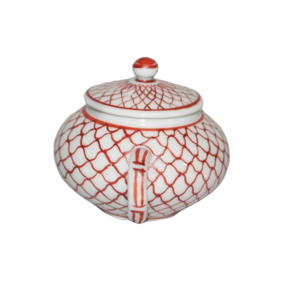九谷焼 赤絵網目文様蓋付水滴 | 上杉文林堂