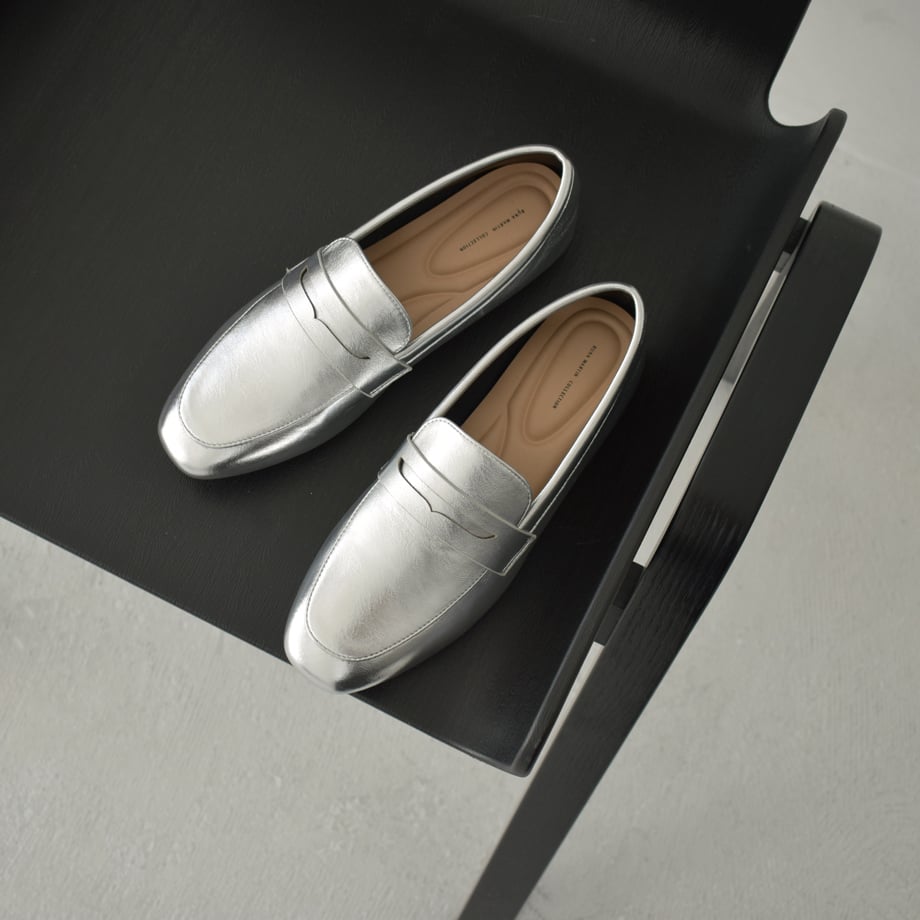 shoes-02173 クッション仕様 コインローファー シルバー | L a v i s h