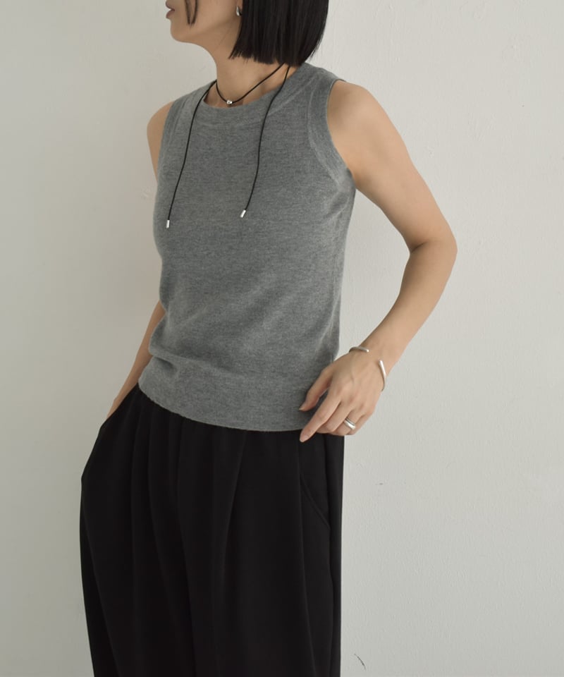 nh-knit-02325 ニット タンクトップ エクリュ グレー ブラック | L a v