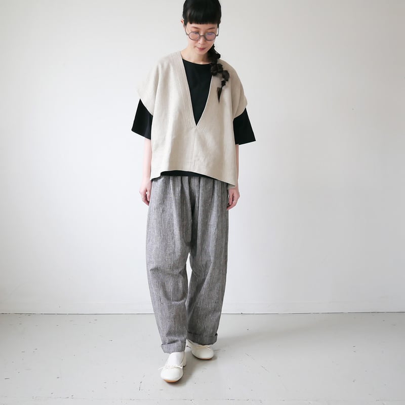 久留米かすり｜kasuri wide pants｜絣ワイドパンツ ｜グレンチェック