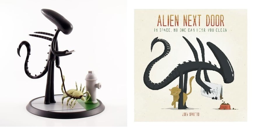 エイリアンがフェイスハガーとお散歩中！ﾕﾙ~ｲ 絵本『Alien Next Door