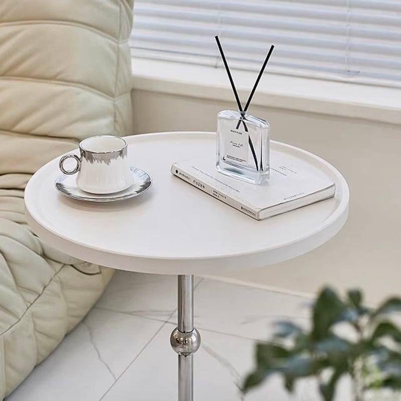 シルバー レッグ ラウンド サイドテーブル ホワイト | 70PARK