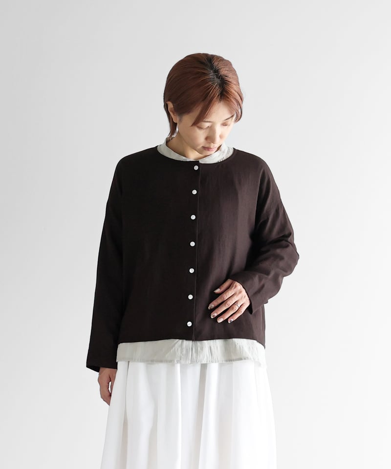 HUIS | ウォッシャブルウールショートカーディガン（ダークモカ