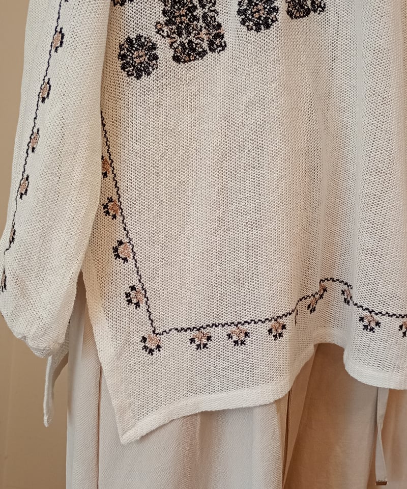 doux bleu／インド刺繍メッシュブラウス | mon favori｜モンファヴォリ