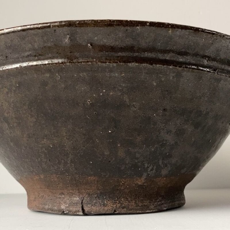 古い大きな すり鉢 幅約36cm 片口 黒釉 巨大摺鉢 古民具 古民藝 メダカ