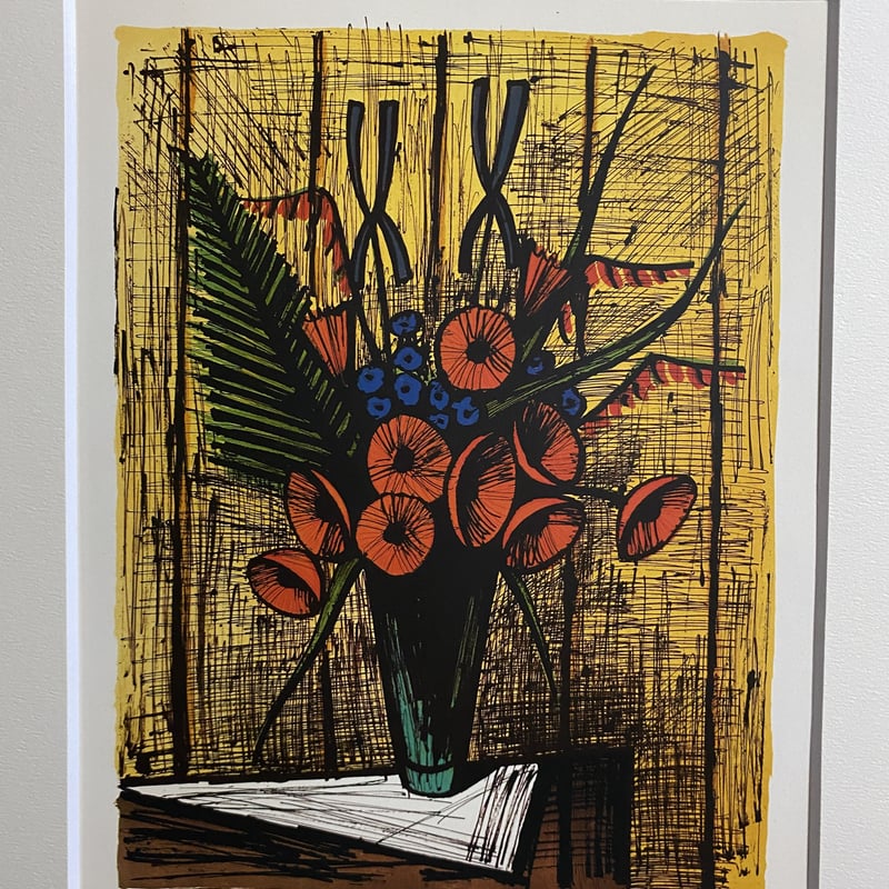 ベルナール・ビュフェ　Bernard Buffet 9/120 サイン入り ベルナール・ビュッフェ <きんせんかと青いアイリス> 1983 | A.Gallery