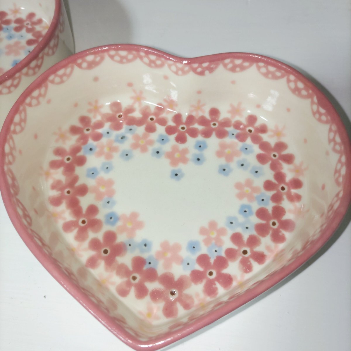 フラワー柄ハート型小皿 | ペウガニエ ツェラミカ by Polish Pottery Japan