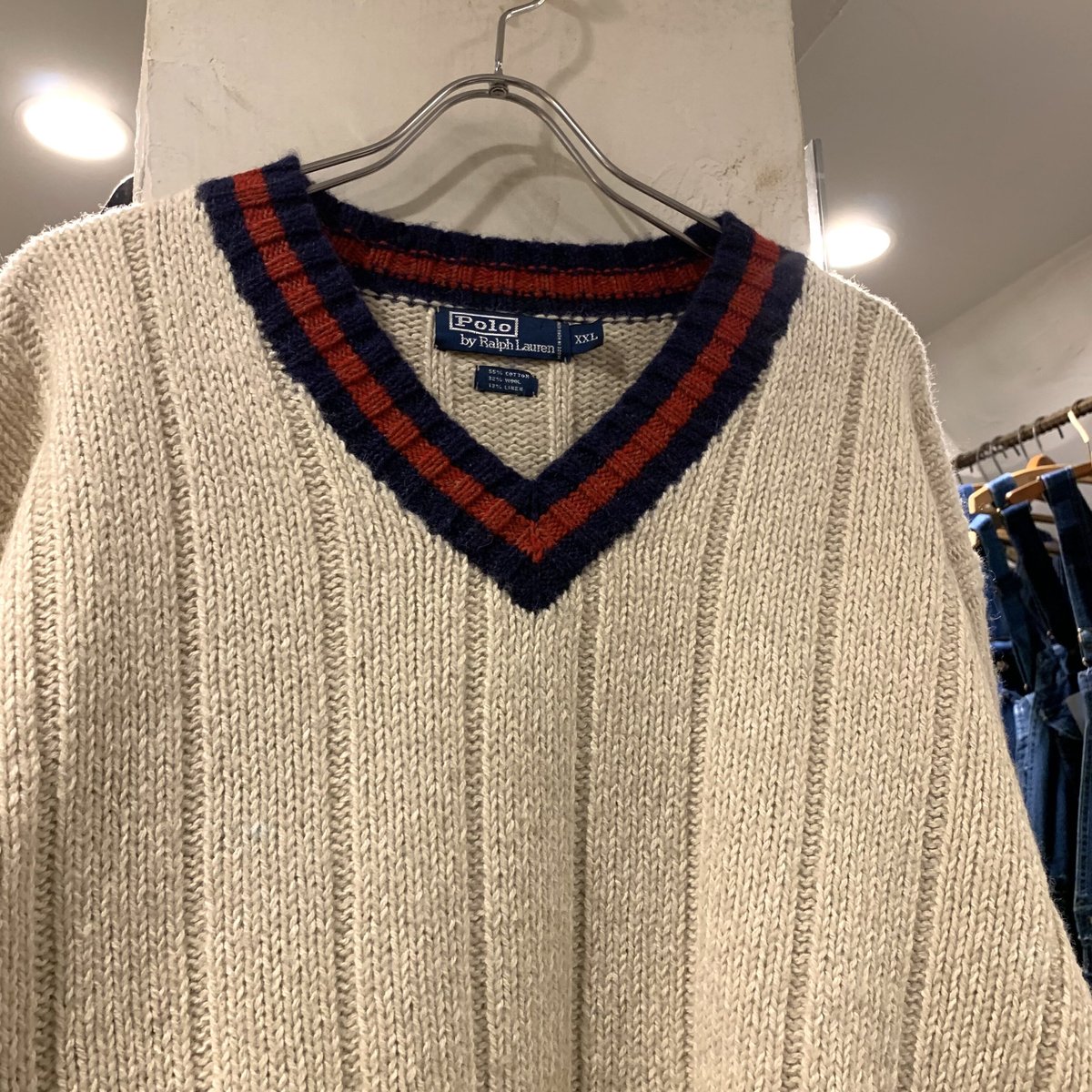 90s POLO by Ralph Lauren チルデンニット ラルフローレン XXL (S