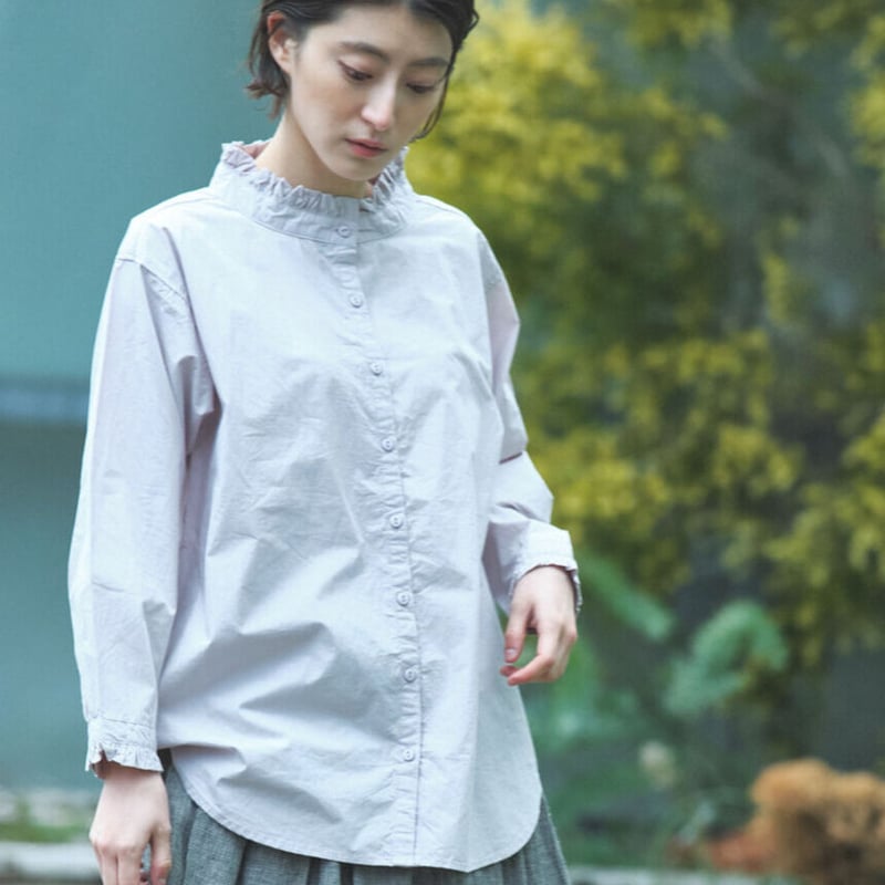 60タイプライター 衿 /カフスフリル長袖ブラウス ○ub 21-0341 | ubasoku