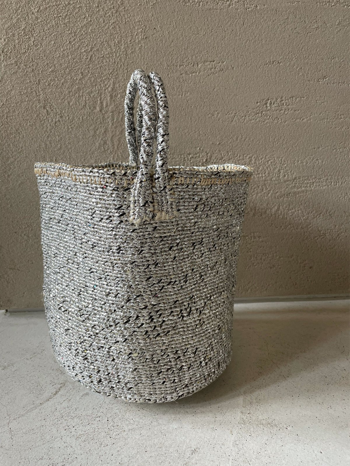 RECTANGLE Silver basket small tote | permane