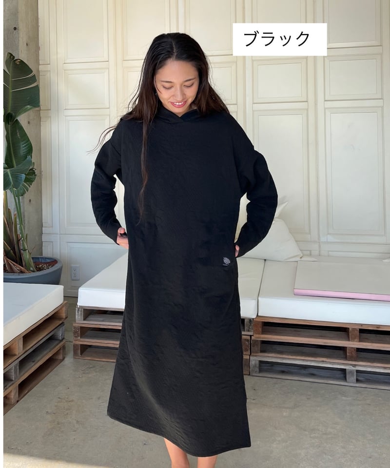 14305 ダイヤキルト柄キルティングフーディドワンピース | Pikake