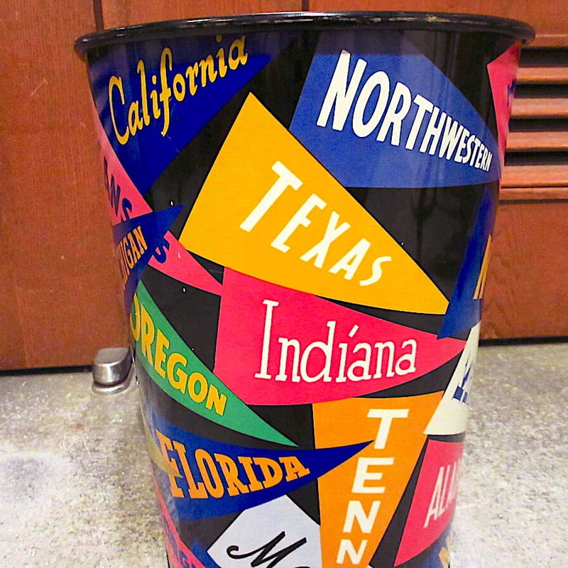 ビンテージ~70's○カレッジペナントティントラッシュ缶○220214r8