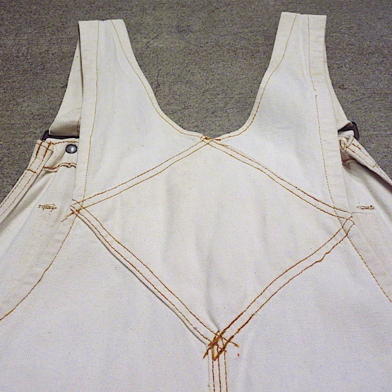 ビンテージ70's○BIG MACエプロン付きダブルニーオーバーオール生成り