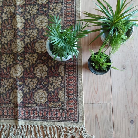 pp60×125赤ブラウン×深みネイビートルコヴィンテージラグ 60×125赤