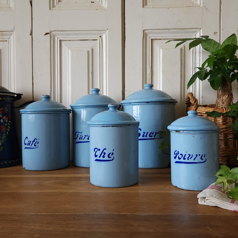 ホーローキャニスター5個セット | リボンときどきネコ