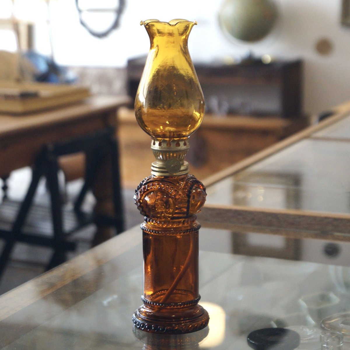 DEADSTOCK アンバーガラス製オイルランプ | 安濃古道具店