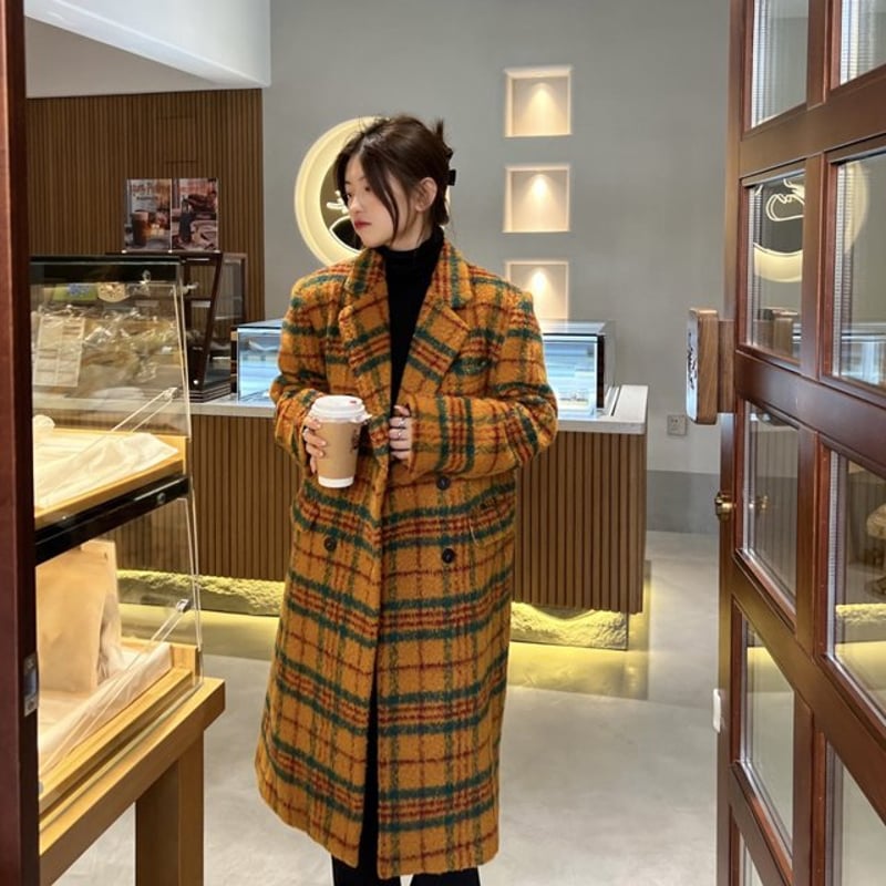 チェック柄ウールコート チェスターコート. ロングコート テーラード