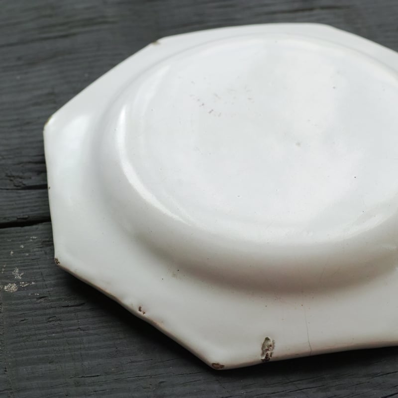 18世紀 フランス ムスティエ 白錫釉オクトゴナル皿 / France 18th C