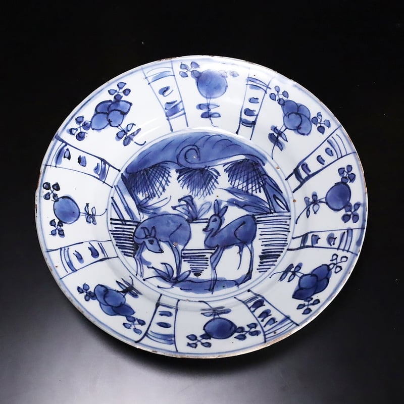 明 古染付鹿文七寸皿 十七客揃 | LYAN ARTS' Collection online