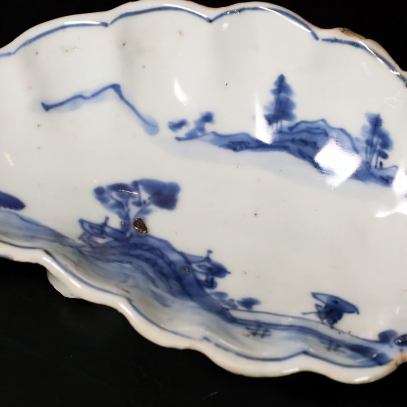 明 古染付山水文葉形向付 五客揃 | LYAN ARTS' Collection onlin