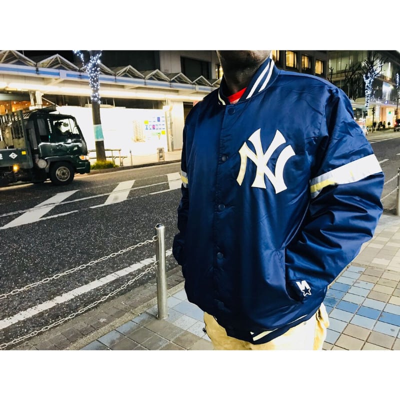 STARTER スターター NY ヤンキース YANKEES サテン スタジャン MLB 紺