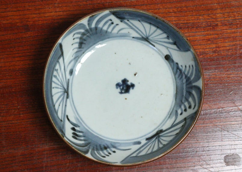 江戸中期染付三方に扇面図くらわんかなます皿 5客組 | 吉祥寺PukuPuku