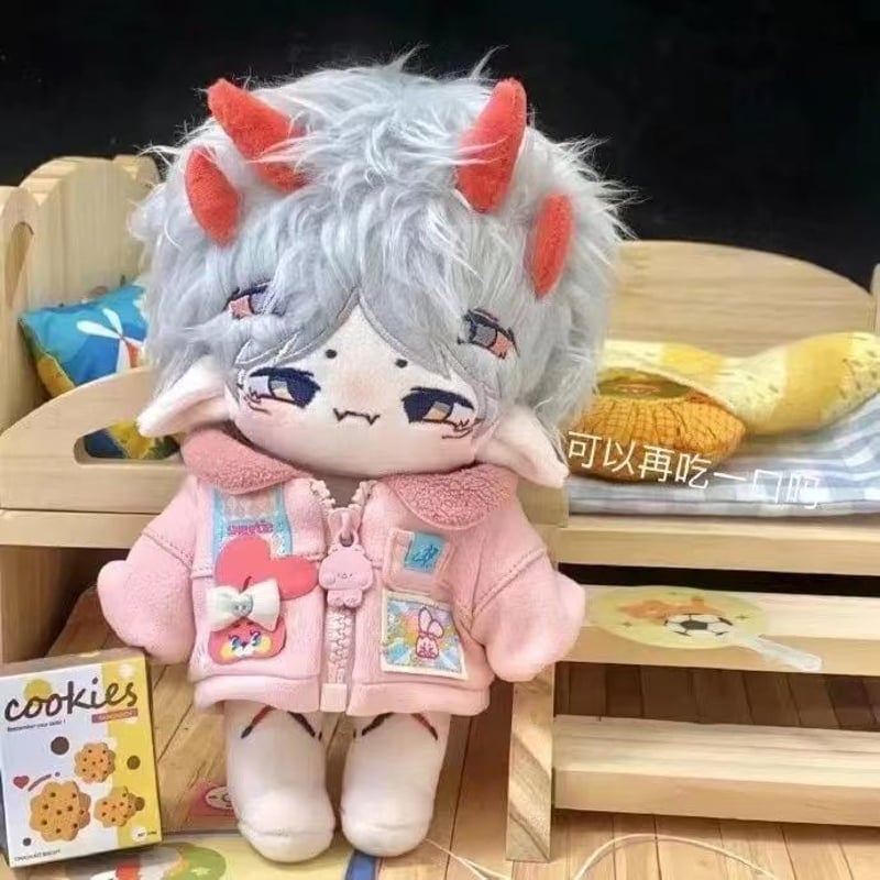 20cm 着せ替えぬいぐるみ 無属性 ぬいぐるみ 見目 白髪四つ目男の子