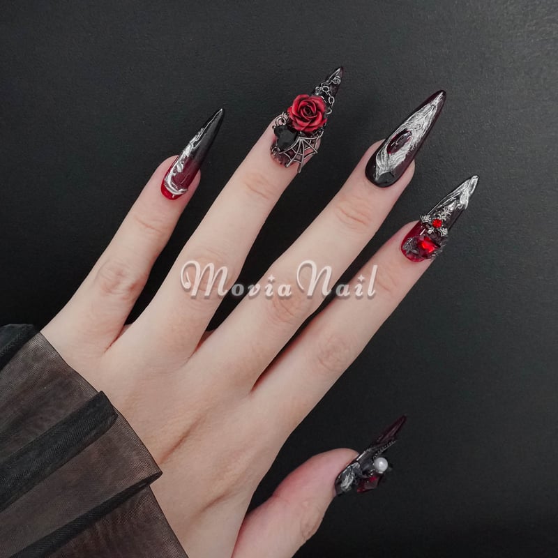 赤89XS☆90S☆地雷系y2kサブカル韓国バンギャルゴシック薔薇ゴテゴテ