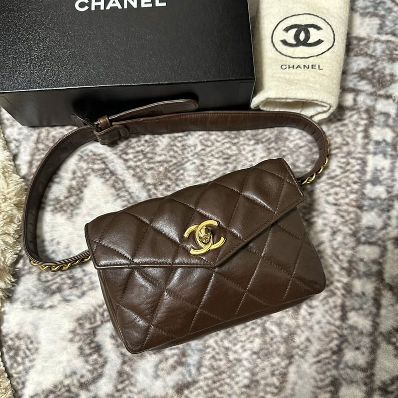 シャネル マトラッセ チェーン ウエストバッグ ポーチ ブラウン | ISSN