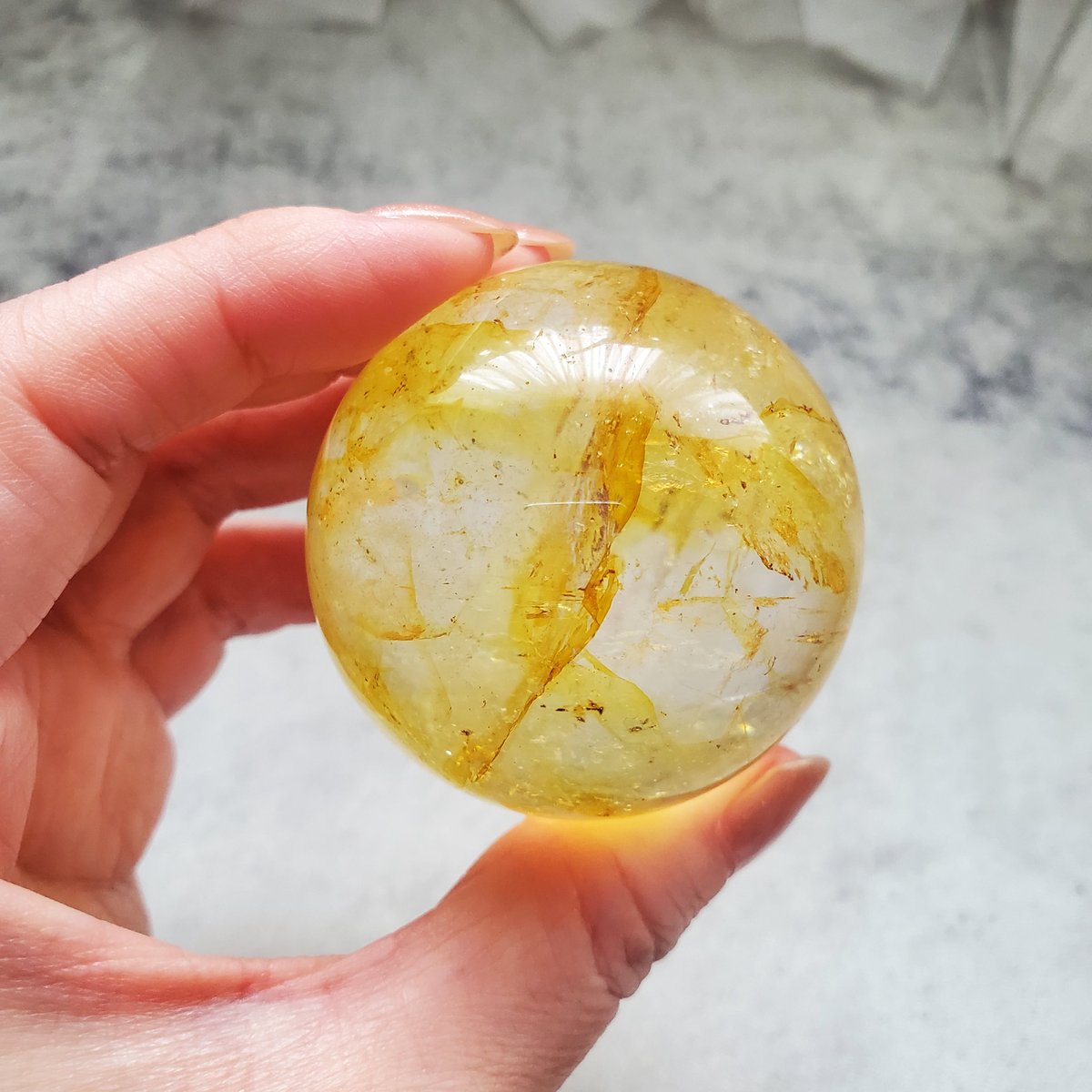 シトリン 高品質 スフィア 4.1㎝ レインボーシトリン シトリン 高品質