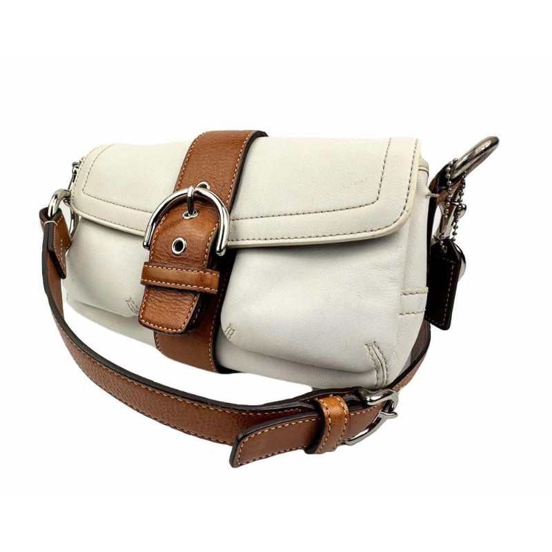 コーチ COACH ショルダーバッグ ホワイト ブラウン 白レザー 茶色