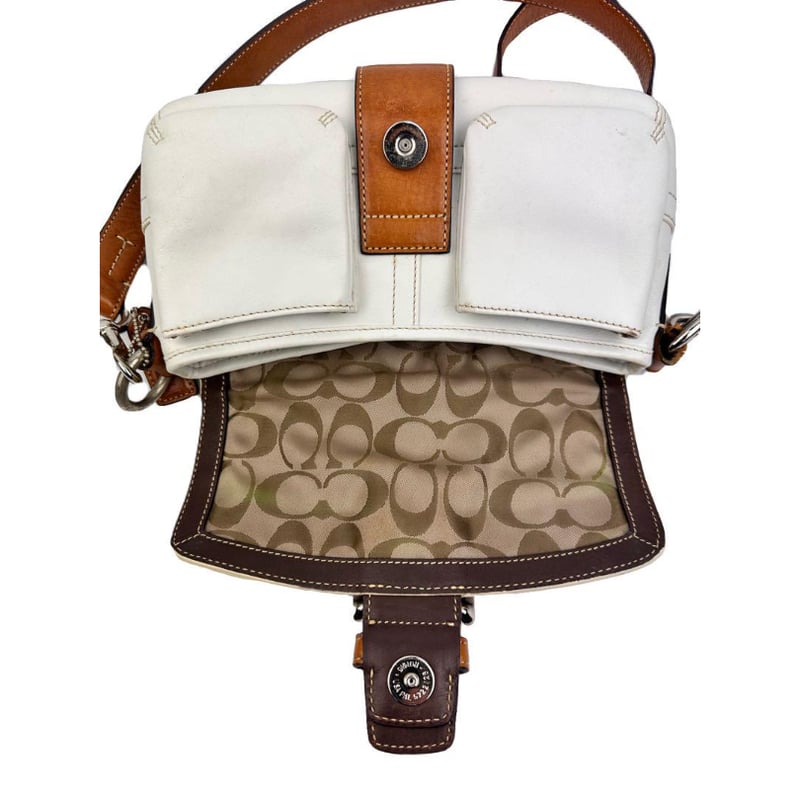 コーチ COACH ショルダーバッグ ホワイト ブラウン 白レザー 茶色