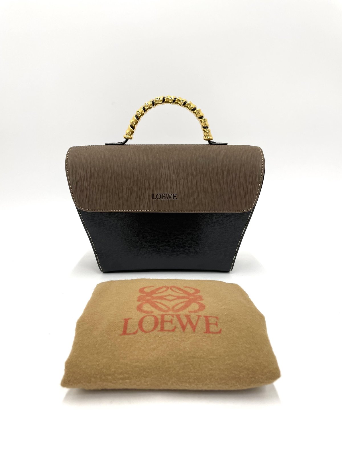 LOEWE ハンドバッグ ベラスケス レザー黒茶 ヴィンテージ ショルダー