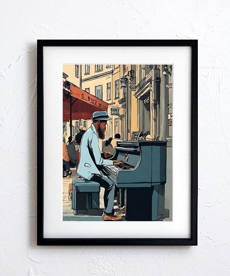 Street Musician｜街角のピアノと大人の渋さを描くジャズアート