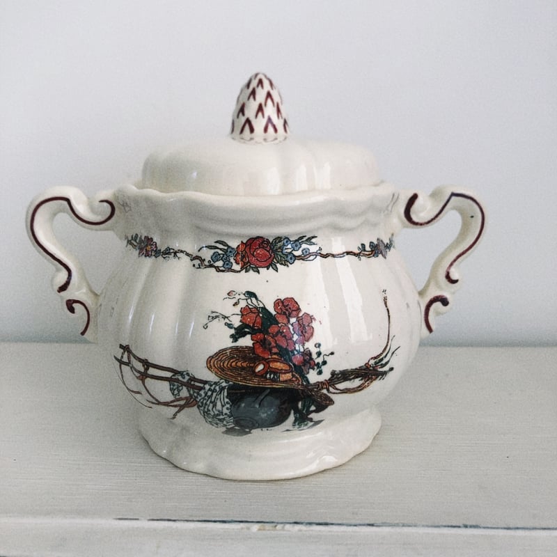 フランス サルグミンヌ オベルネ 花リムコーヒーポットアンドシュガー