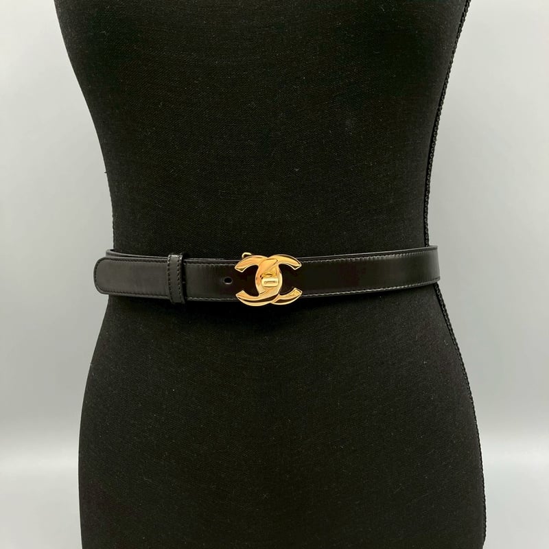CHANEL (シャネル) ヴィンテージ ターンロック ココマーク ラムスキン