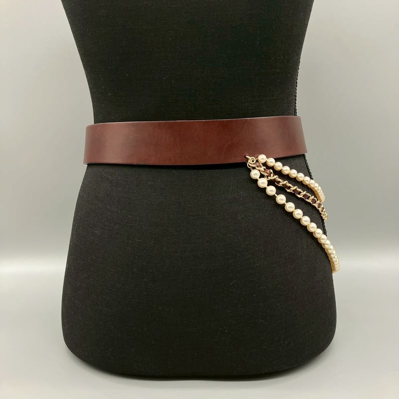 CHANEL (シャネル) ヴィンテージ パール 3連チェーン ベルト