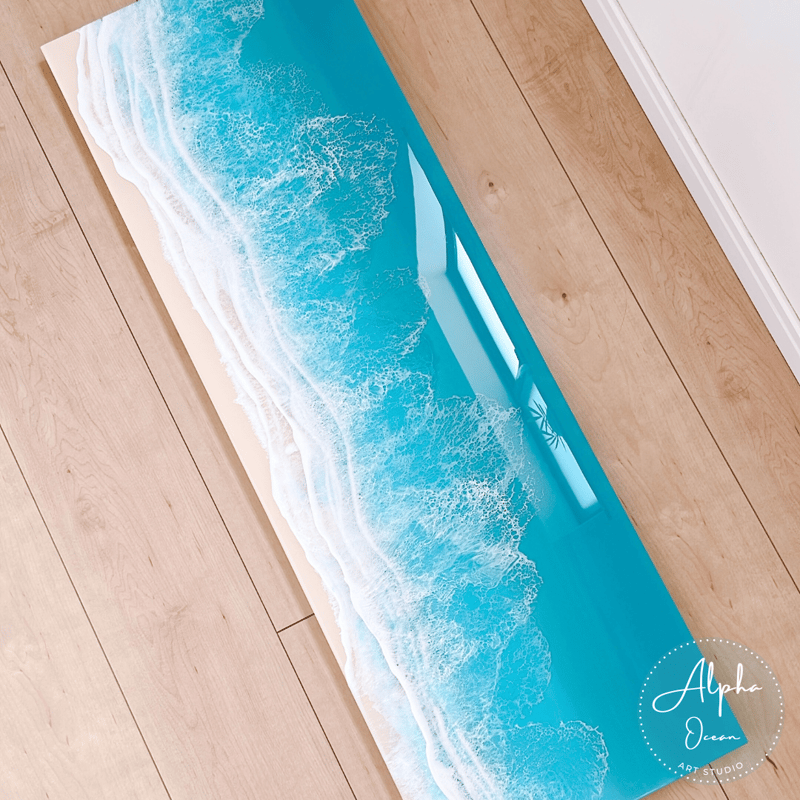 受注制作品】ワイドサイズ 90cm x 30cm 木製パネル オーシャンレジン