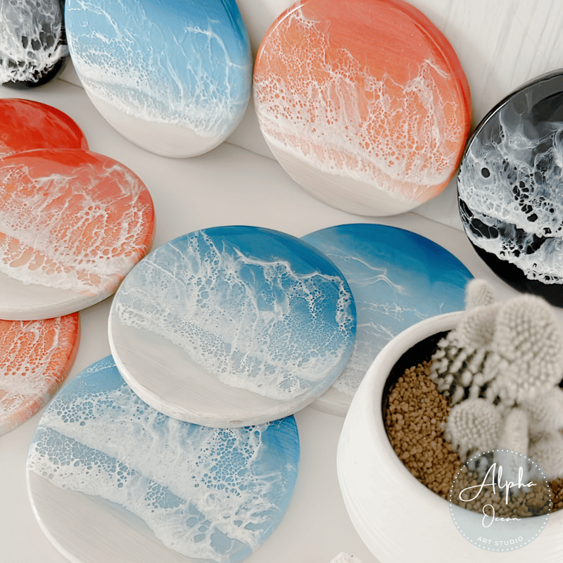 海レジンアート【2枚セット】コースター | Alpha Ocean Art Studio