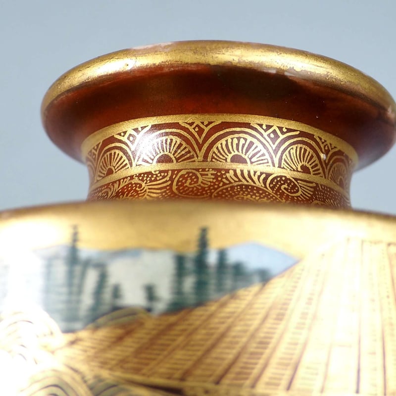 薩摩焼 神戸 大日本 長州山 高浮彫 羅漢 龍女 底部に在銘