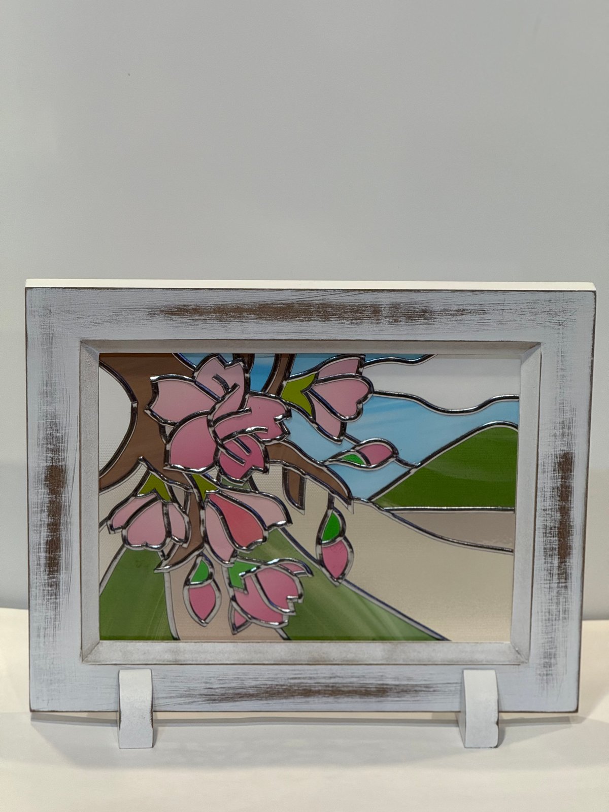 シーグラスアートhirokoponno.92夜桜散歩桜の季節の立体アート作品