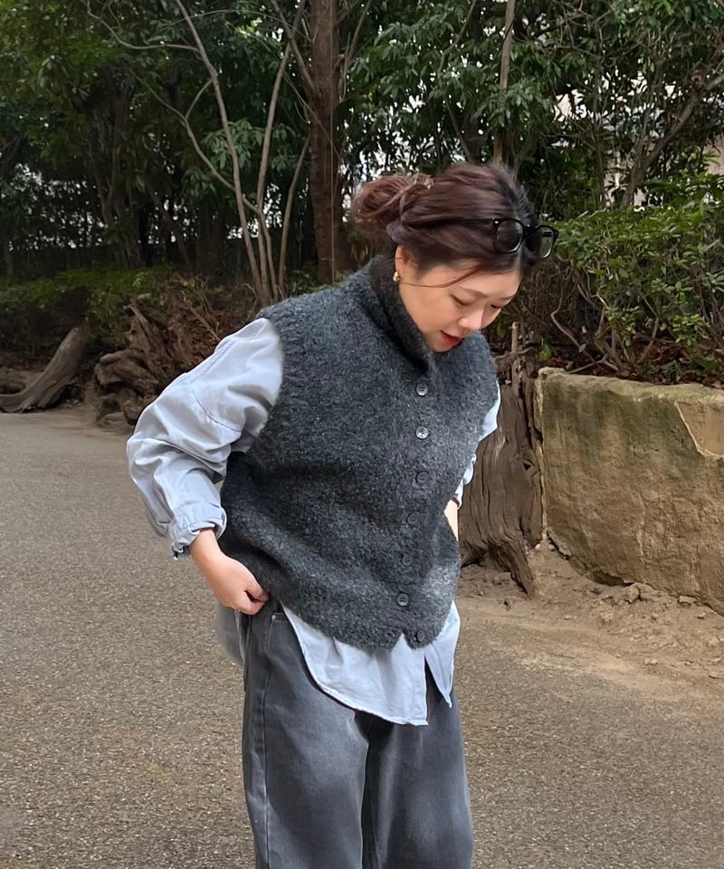 ウールブレンドハイネックベスト | an.